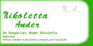 nikoletta ander business card